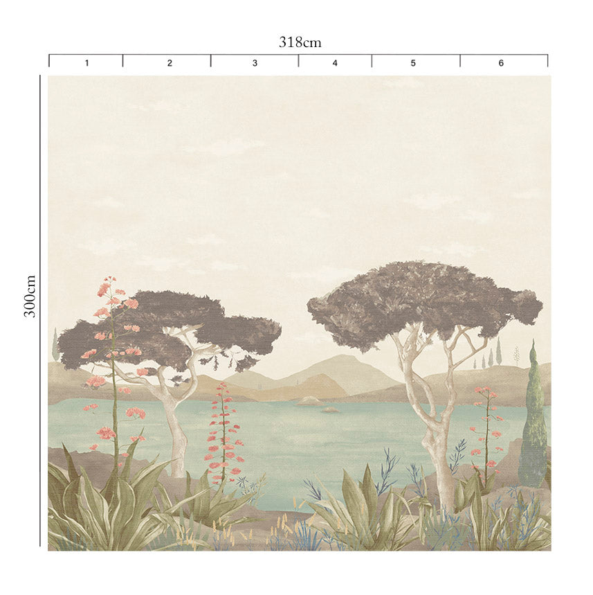 Scenic Faux Grasscloth Mural - 8294 43