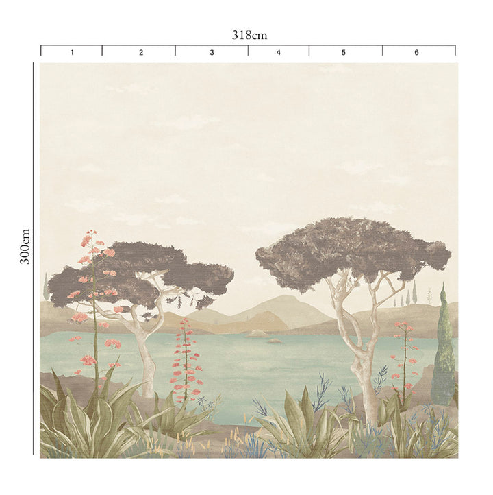 Scenic Faux Grasscloth Mural - 8294 43