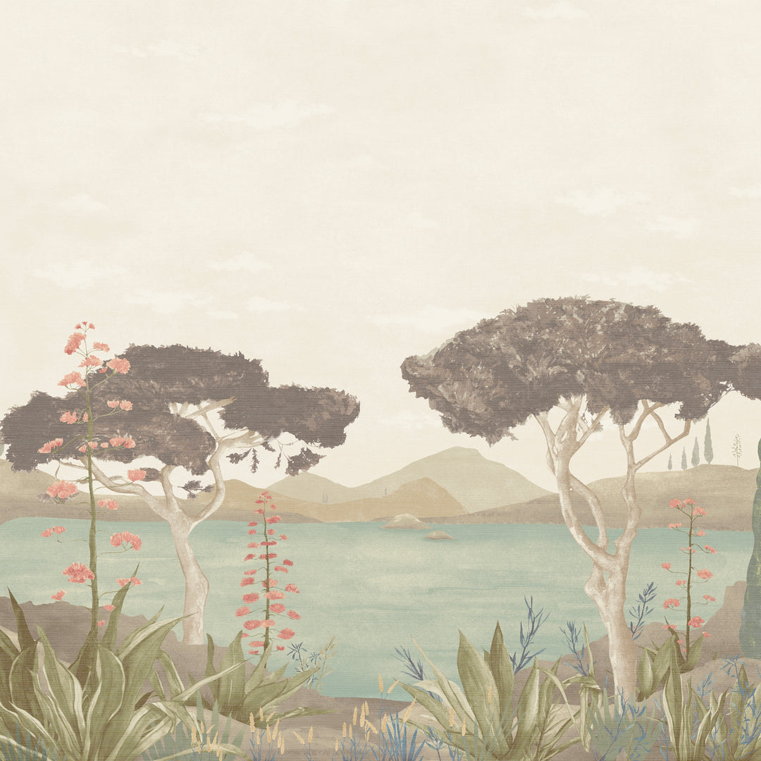 Scenic Faux Grasscloth Mural - 8294 43