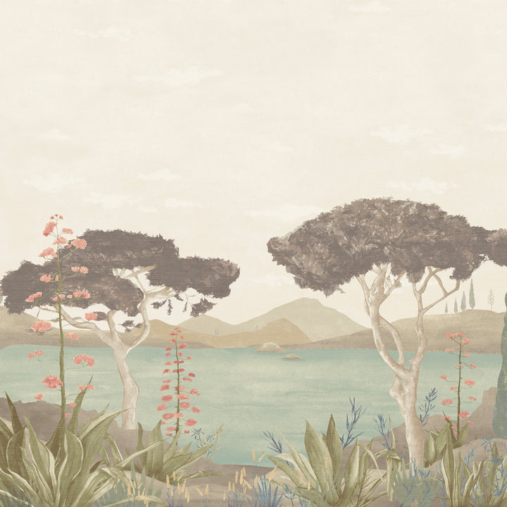 Scenic Faux Grasscloth Mural - 8294 43