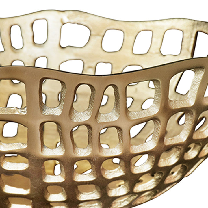 Gold woven basket on a white background Decorative Bowl Annette - District Home