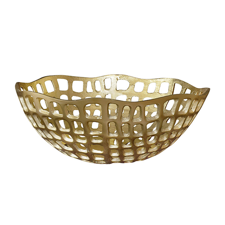 Gold woven basket on a white background Decorative Bowl Annette - District Home