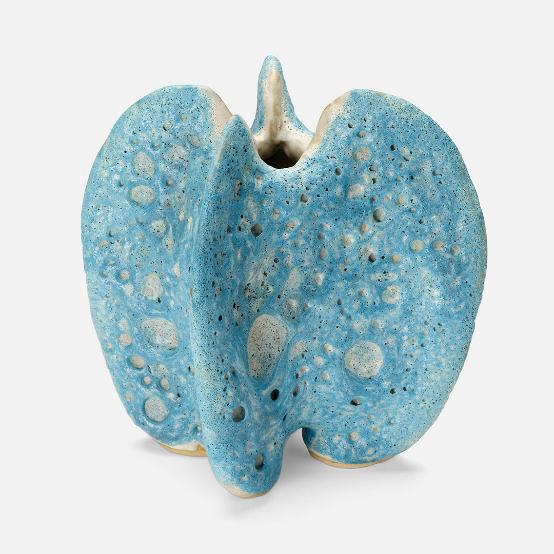 Blue ceramic vase with textured surface on a white background Textural Vase Apoc District Home