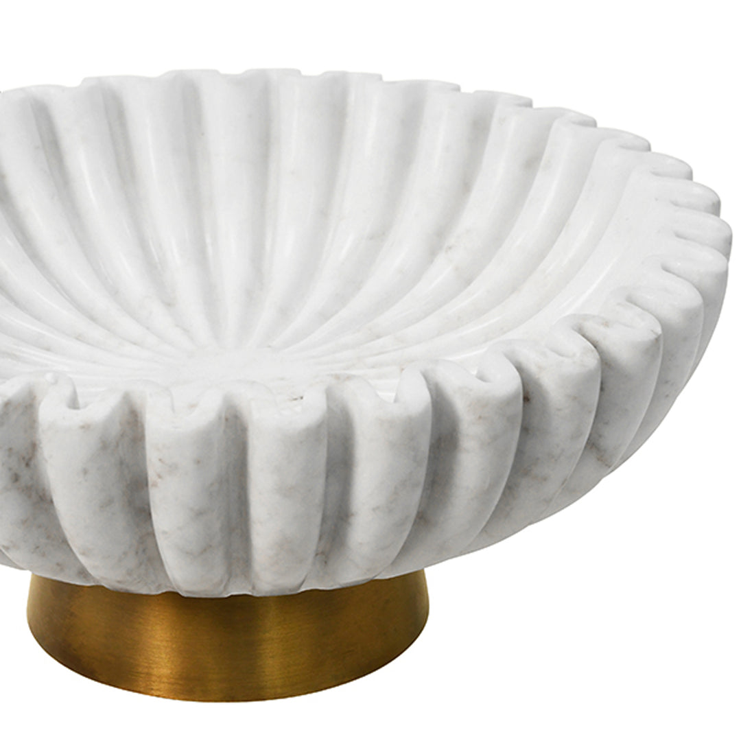 Marble bowl with a brass base on a white background Decorative Bowl Auro - District Home