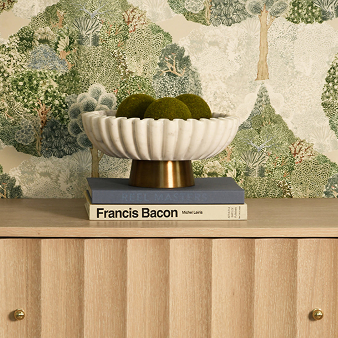 Marble bowl with a brass base on a white background Decorative Bowl Auro - District Home