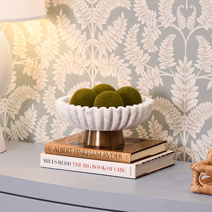 Marble bowl with a brass base on a white background Decorative Bowl Auro - District Home
