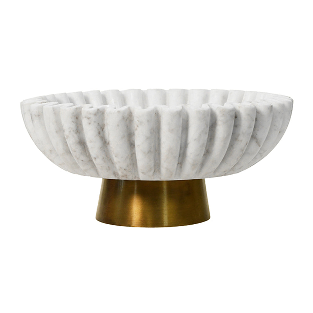 Marble bowl with a brass base on a white background Decorative Bowl Auro - District Home