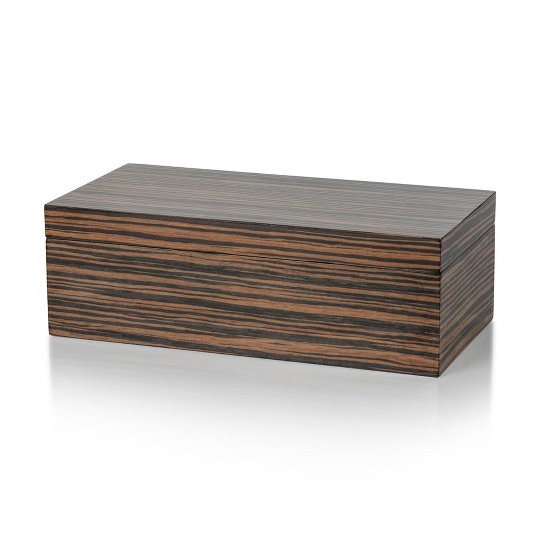 Wooden box with a striped pattern on a white background Decorative Box Bambina L District Home
