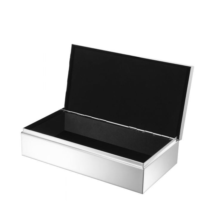 Silver jewelry box with a textured surface on a white background. Decorative Box Camila by District Home