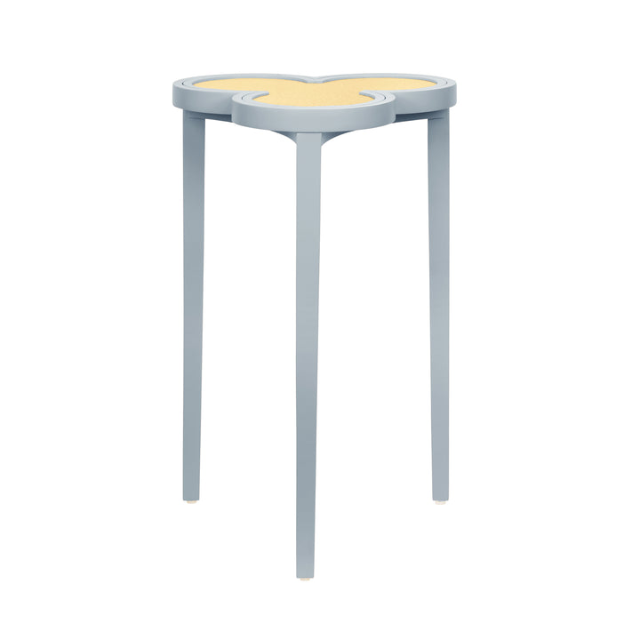 Heart-shaped table with yellow top and gray base on a white background Accent Table Daxon District Home