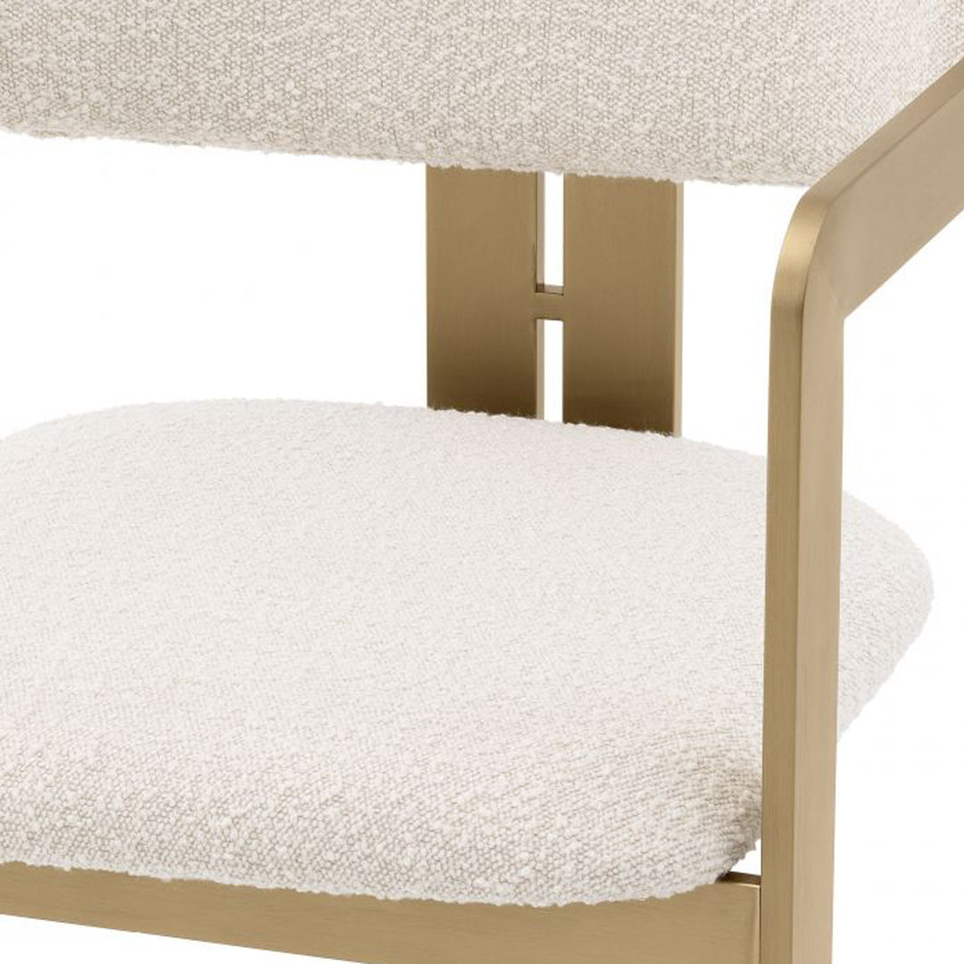 Chair with beige frame and white cushion on a white background. Dining Chair Don District Home 