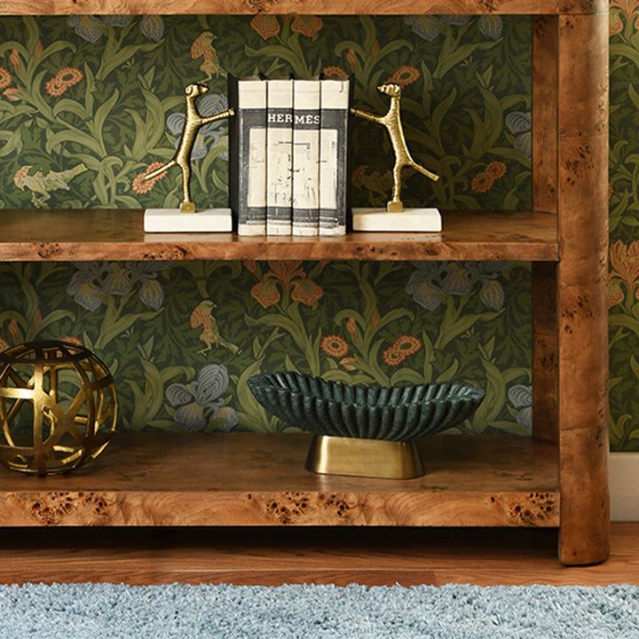 Decorative bowl with ribbed design on a brass base against a white background Decorative Bowl Draco District Home