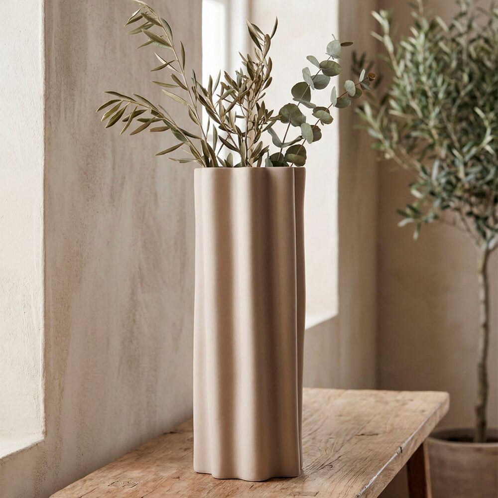 Mauve shade decorative vase on a white background. Eames LG Decorative Vase by District Home