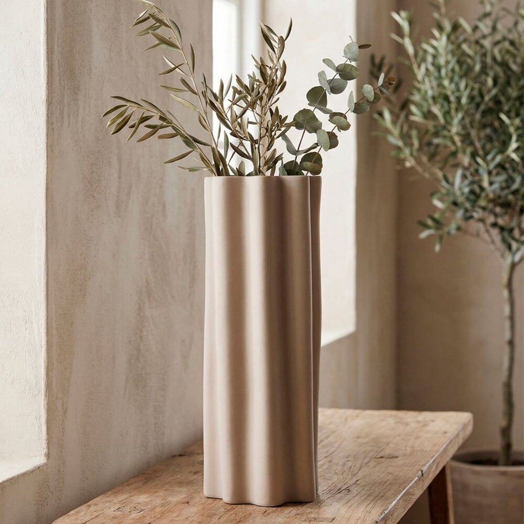 Mauve shade decorative vase on a white background. Eames LG Decorative Vase by District Home