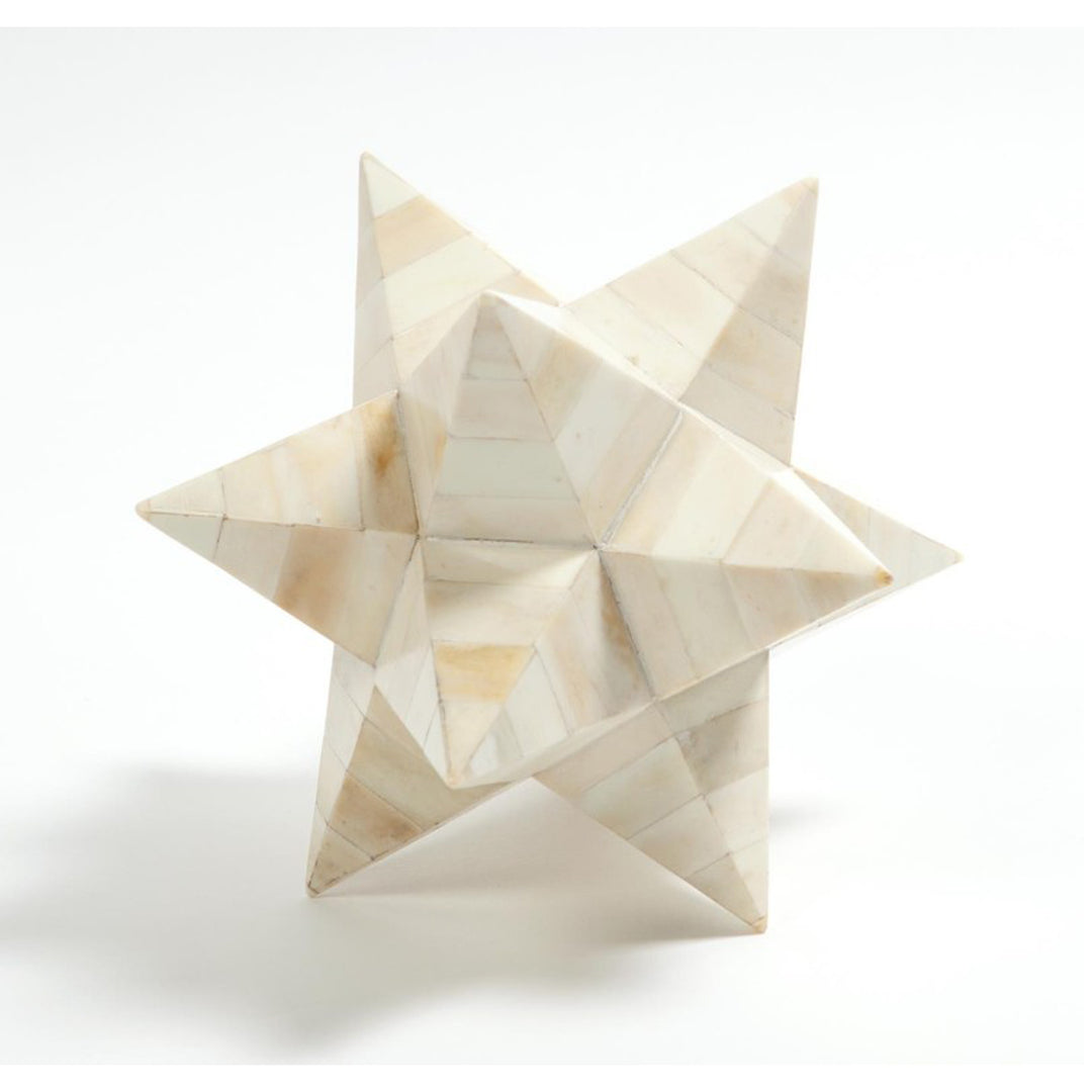 Geometric star-shaped object made of light-colored material on a white background Dodecahedron Sculpture Etoile District Home