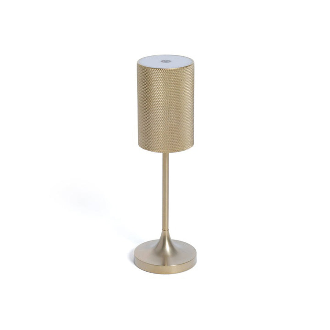 Gold cylindrical lamp on a white background Rechargeable Table Lamp Facett District Home