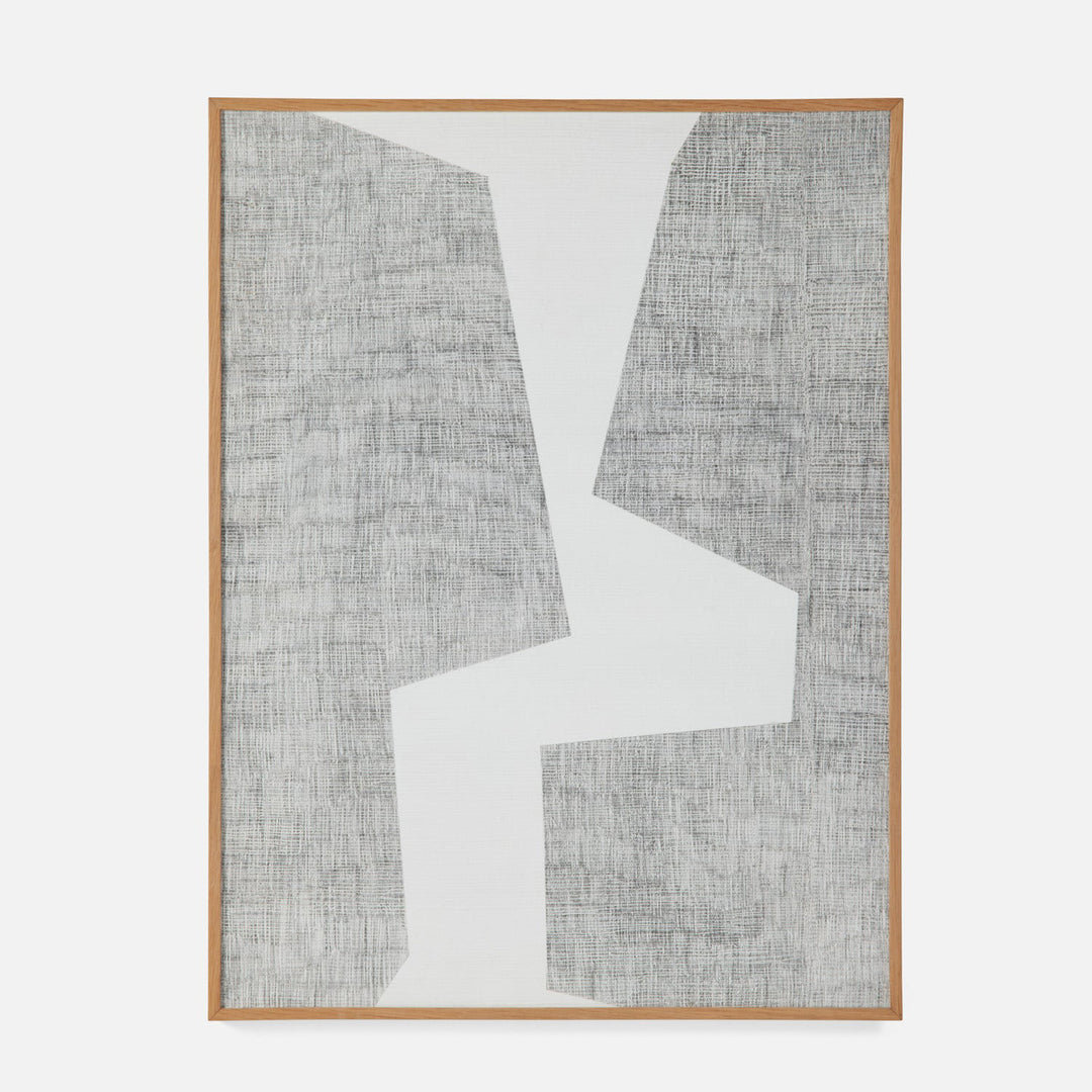 Abstract art piece with geometric shapes in gray and white on a light gray background Canvas Art Hurley District Home