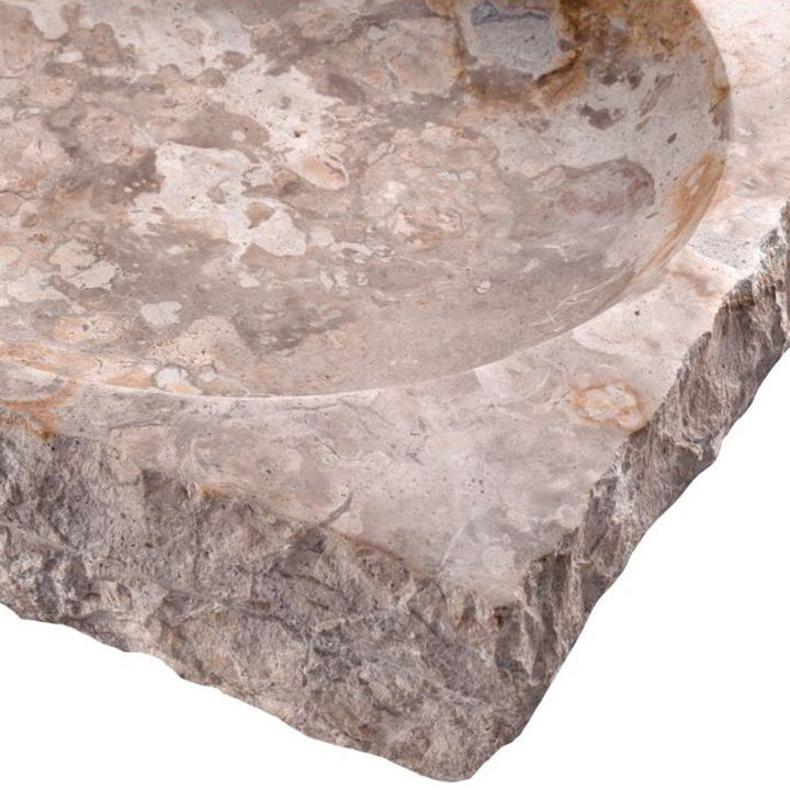 Hexagonal stone sink on a white background. Decorative Bowl Jenner District Home
