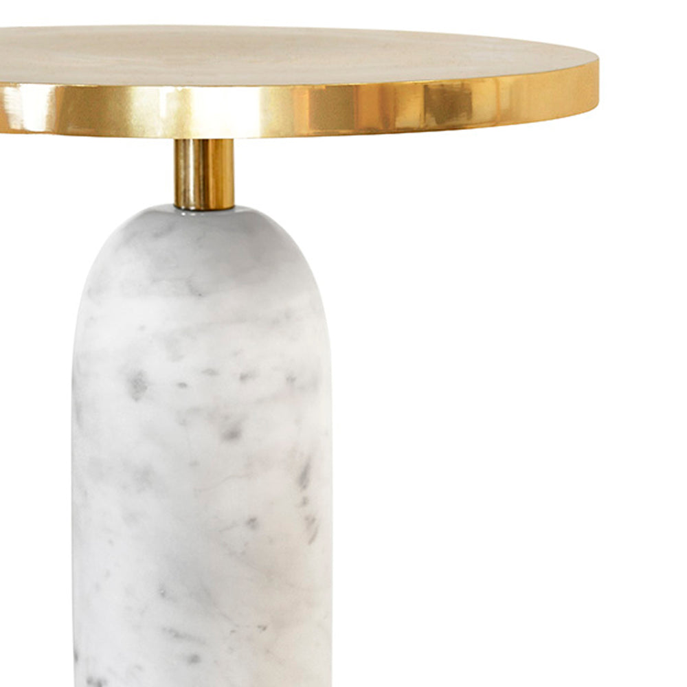 Small round marble table with gold accent on a white background Side Table Kelsa District Home 
