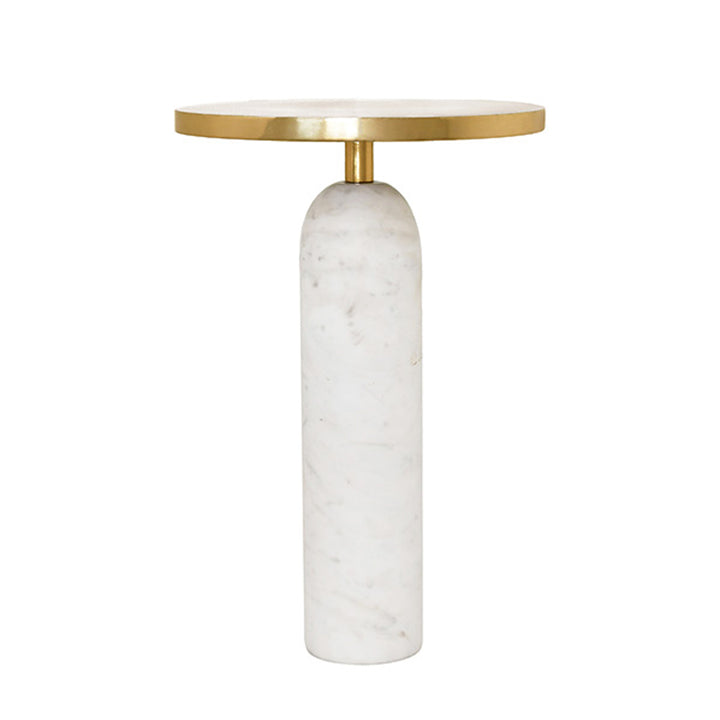 Small round marble table with gold accent on a white background Side Table Kelsa District Home 