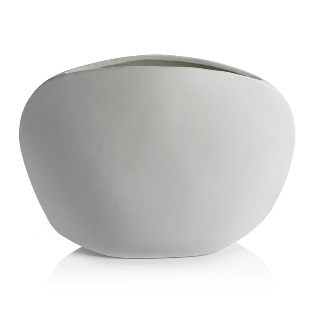 Gray planter pot on a white background Organic Vase Kismet L District Home