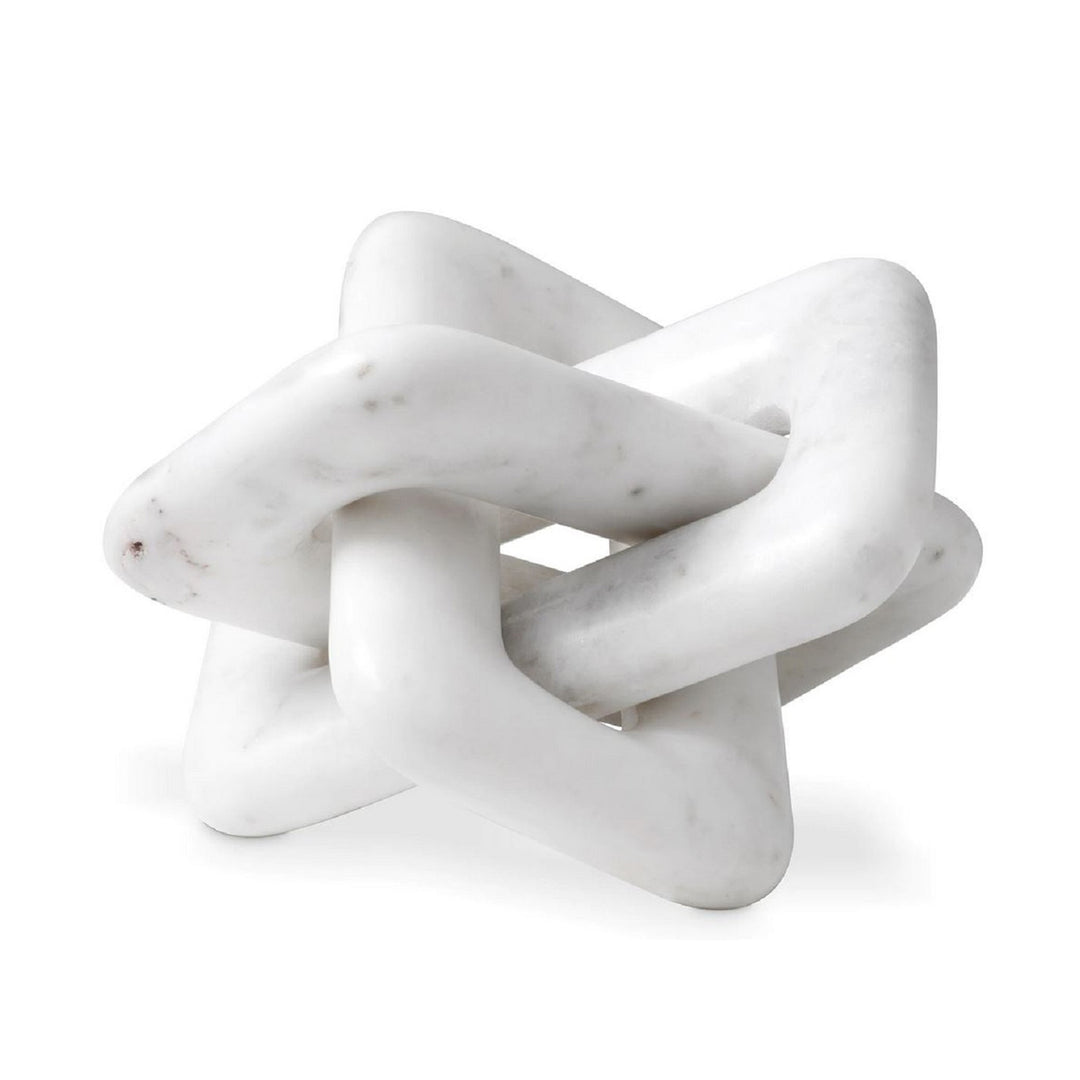 Marble knot sculpture on a white background. Decorative Sculpture Lock WH