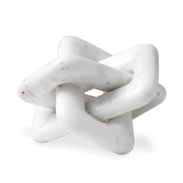 Marble knot sculpture on a white background. Decorative Sculpture Lock WH