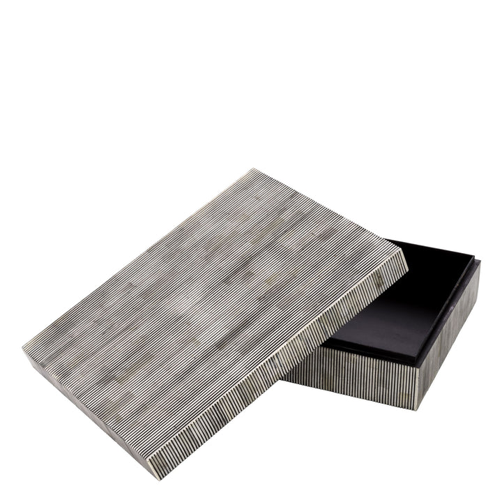 Wooden box with a striped pattern on a white background. Decorative Box Lucio L District Home