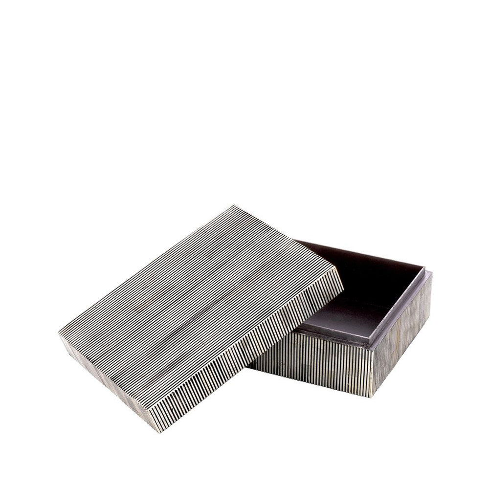 Decorative box with a striped pattern on a white background. Decorative Box Lucio S District Home