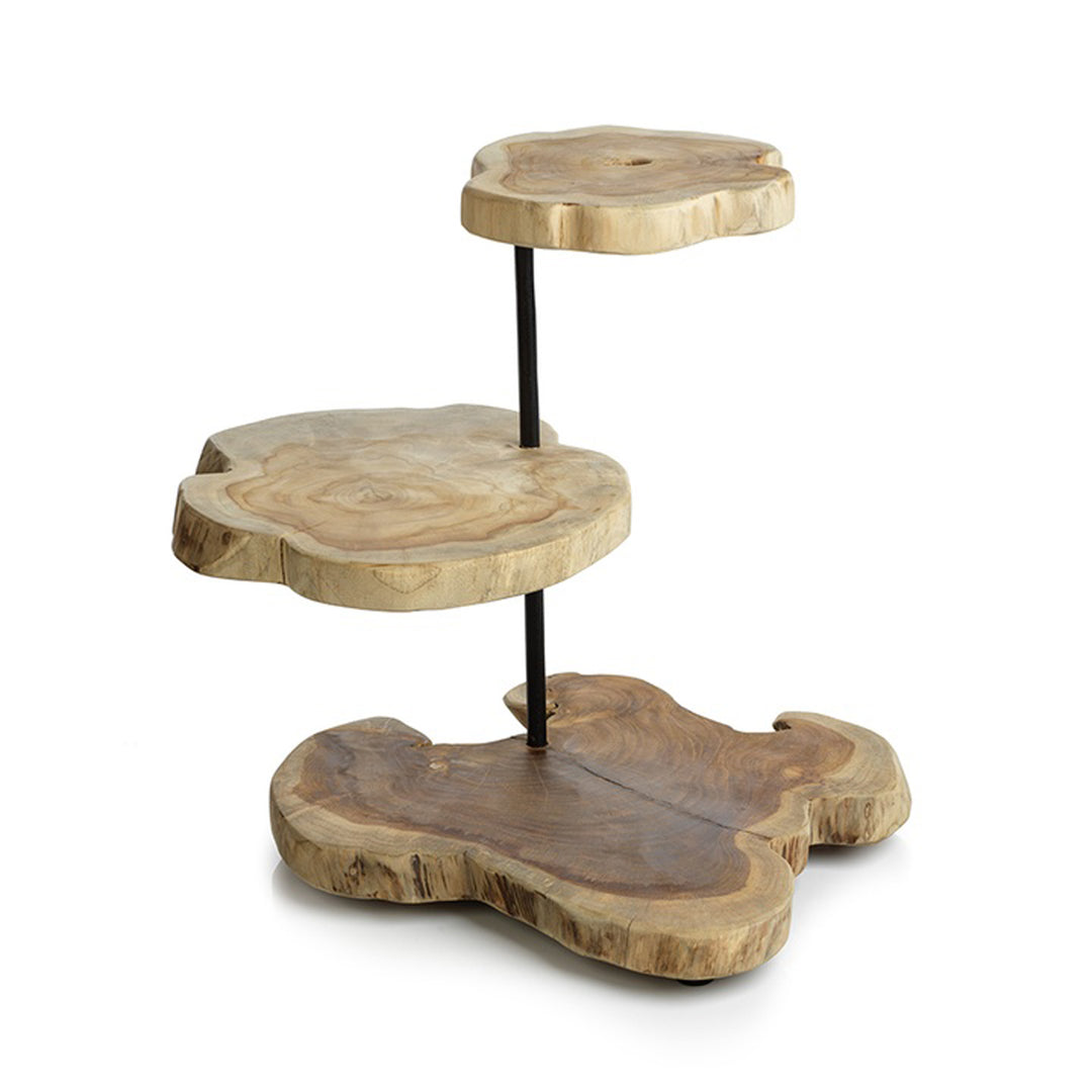 Three-tiered wooden stand on a white background Serving Tray Manila District Home