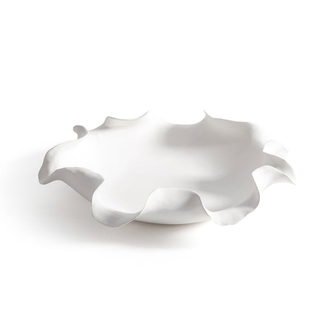 White, wavy ceramic plate on a white background Decorative Bowl Marla District Home