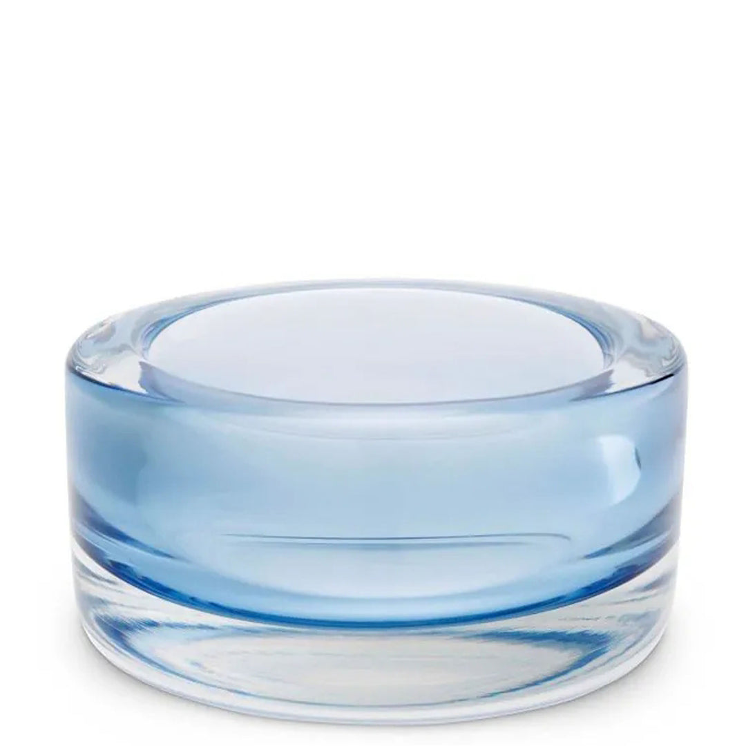 Clear glass bowl with blue tint on a white background. Decorative Bowl Miamor by District Home
