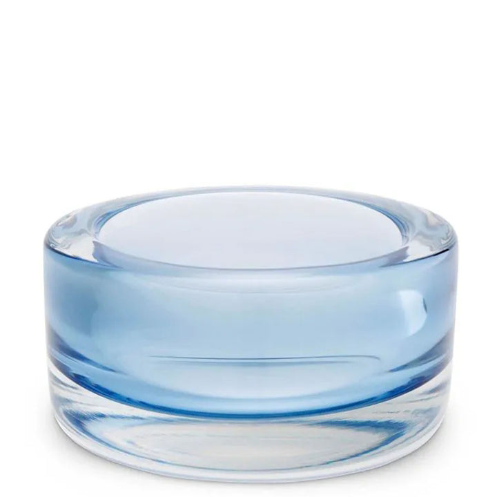 Clear glass bowl with blue tint on a white background. Decorative Bowl Miamor by District Home