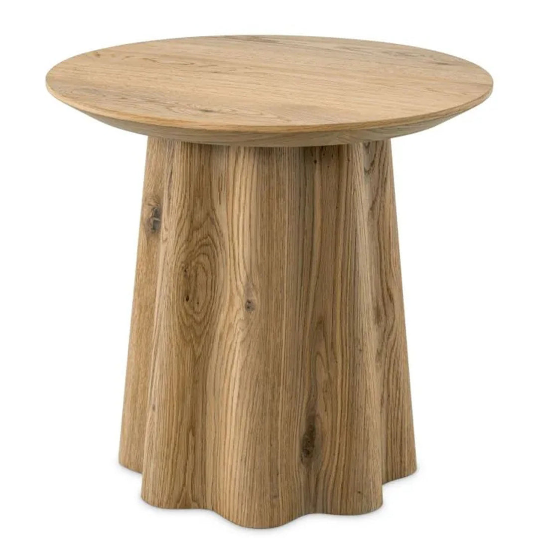 Wooden side table with natural finish on a white background. Side Table Pilea by District Home