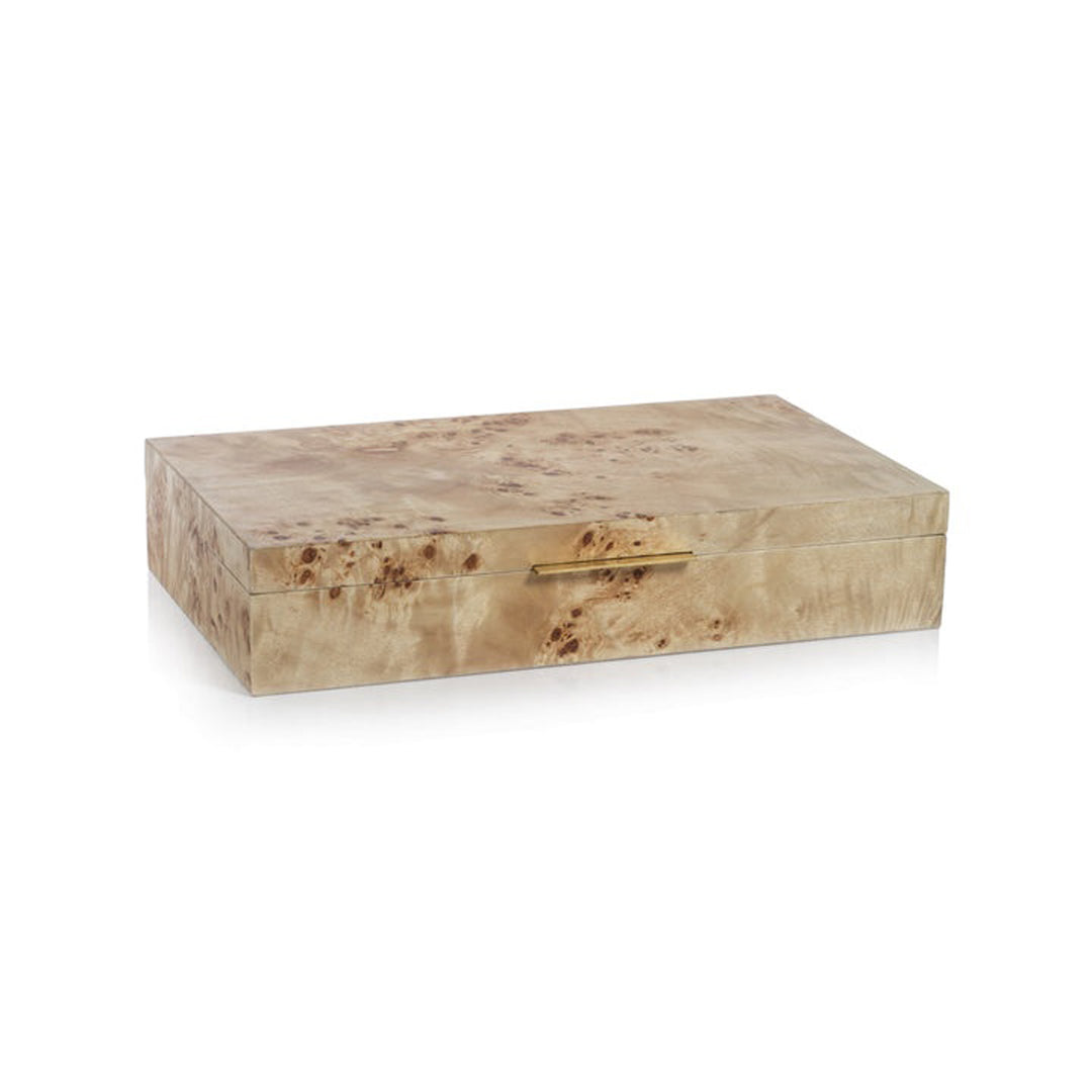 Wooden jewelry box with a gold handle on a white background Decorative Box Rexa L District Home 