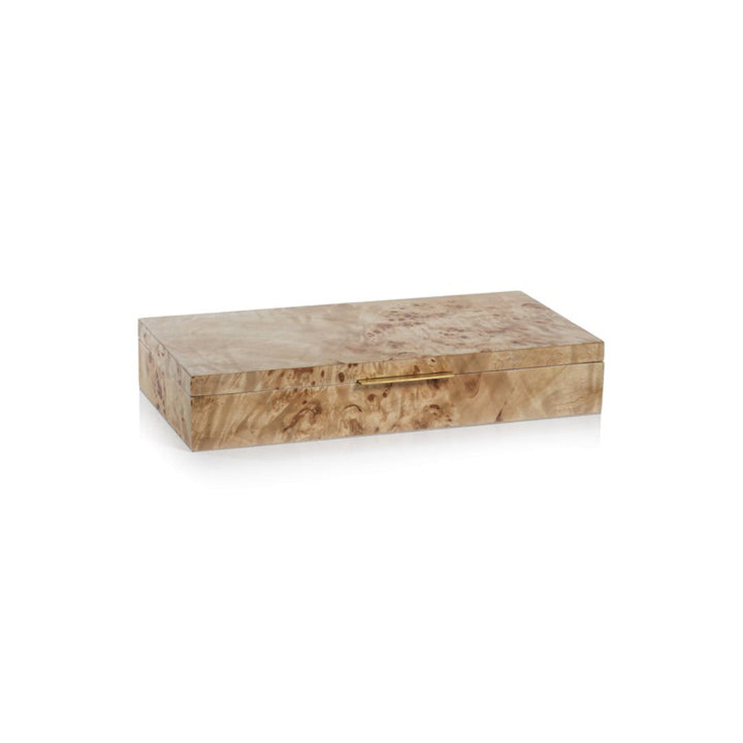 Wooden jewelry box with a gold clasp on a white background Decorative Box Rexa S District Home