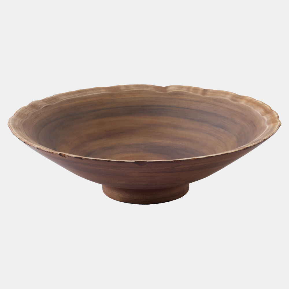 Brown ceramic bowl on a white background. Rhys Footed Bowl by District Home