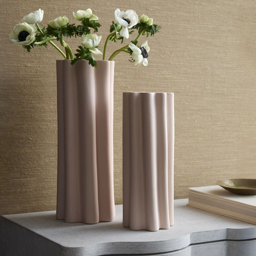 Blush color decorative vase on a white background. Eames SP Decorative Vase by District Home