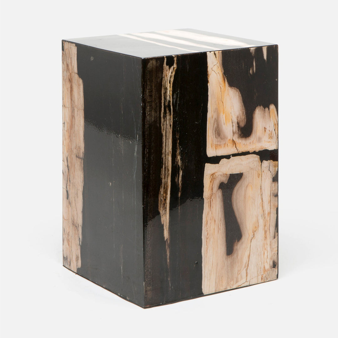 Marble-patterned cube-shaped Petrified Wood Stool Teo District Home