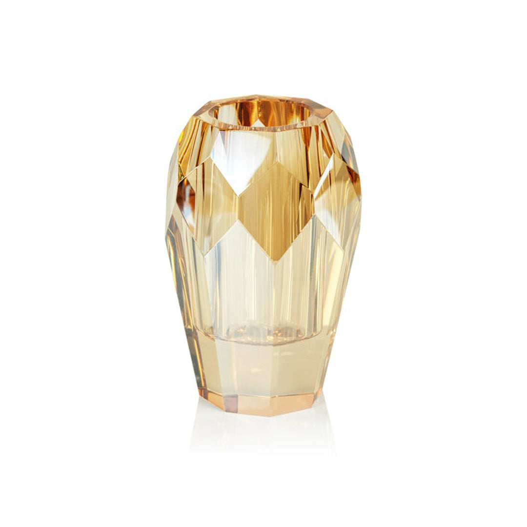 Gold faceted vase on a white background Crystal Vase Venizia District Home