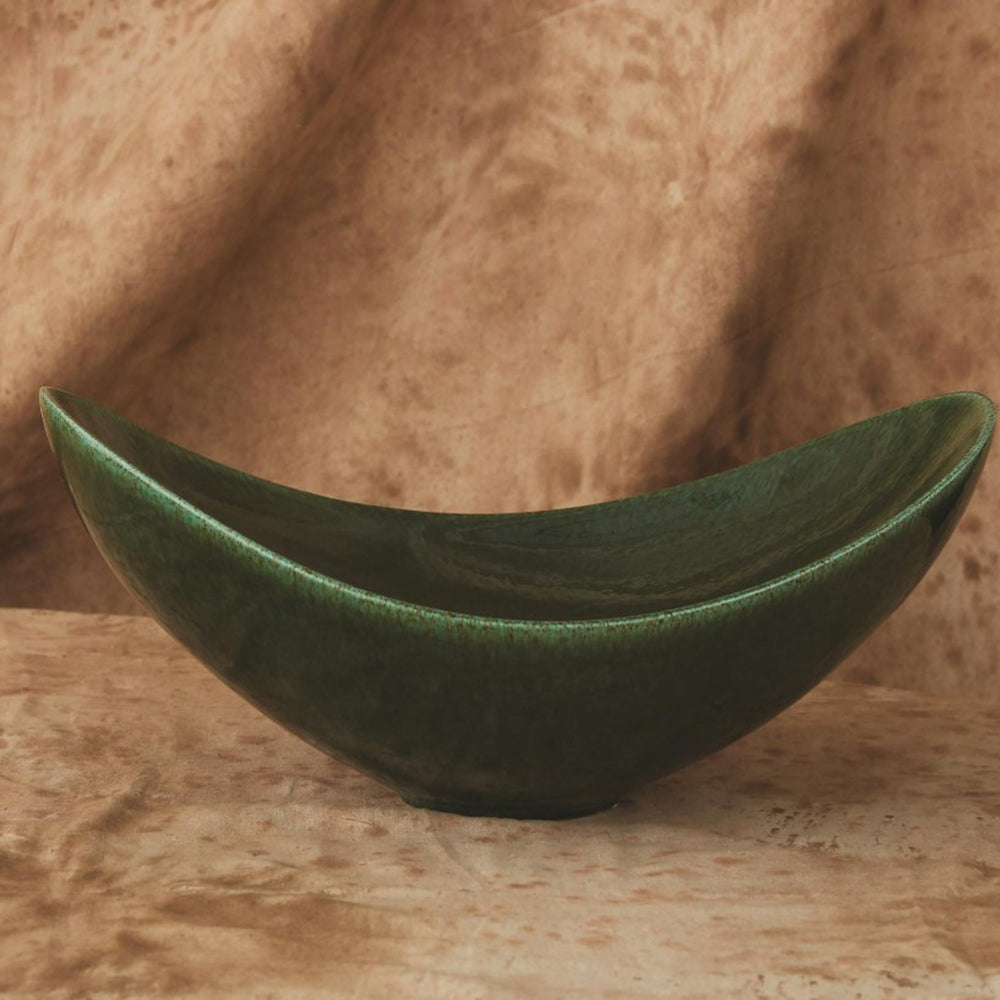 Green ceramic bowl on a white background. Decorative Bowl Vichy G District Home