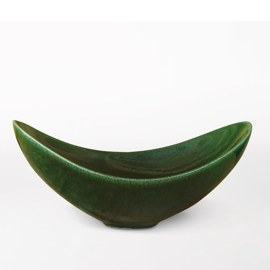 Green ceramic bowl on a white background. Decorative Bowl Vichy G District Home