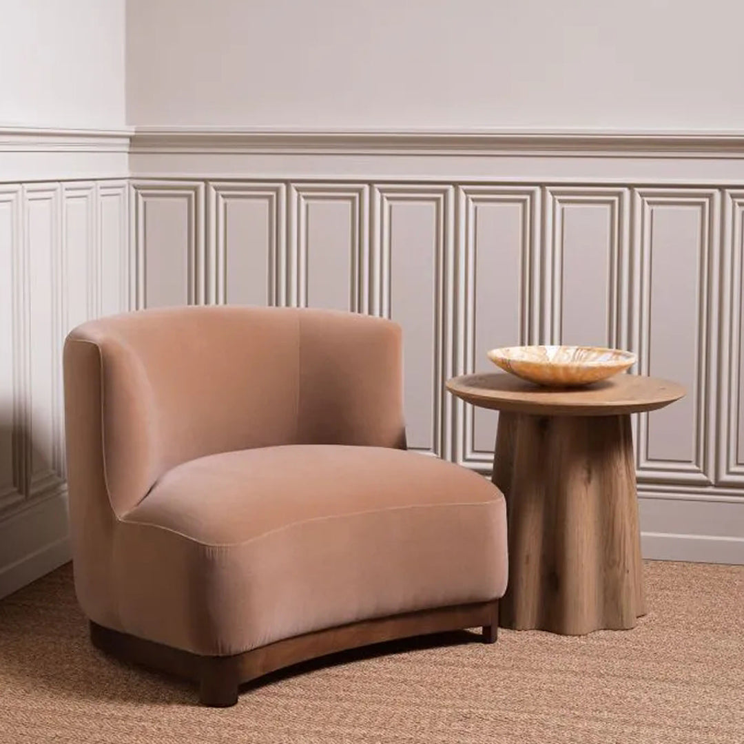 Wooden side table with natural finish on a white background. Side Table Pilea by District Home