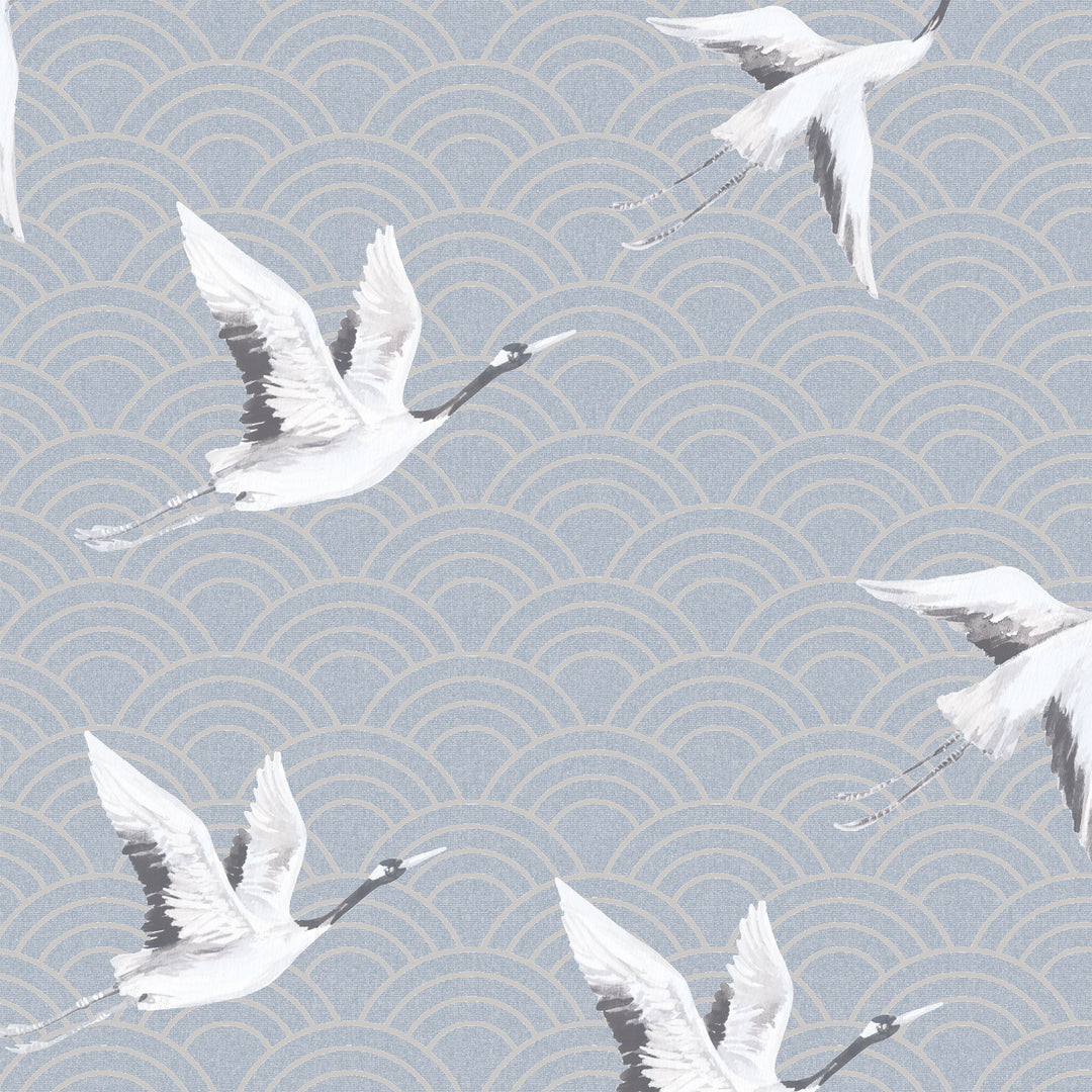 Cranes With Blue Scalloped - 8189 65 by District Home 