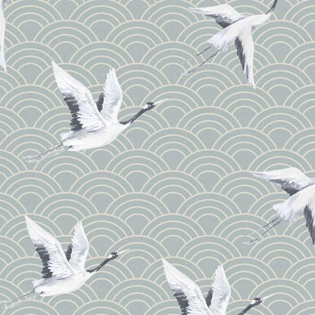 Cranes With Seafoam Scalloped - 8189 62 by District Home 
