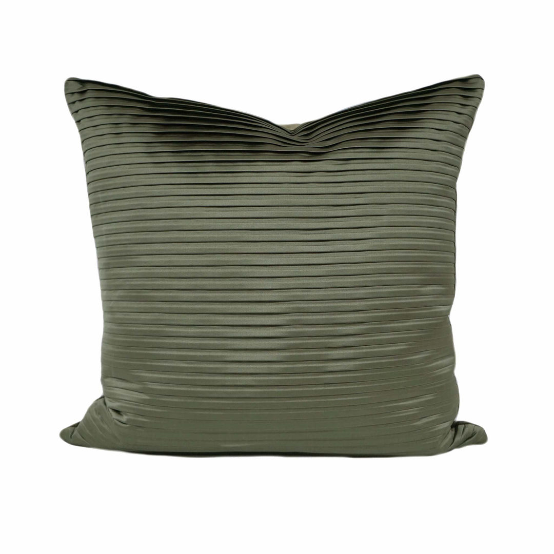 Pleated Sateen Olive Green Pillow