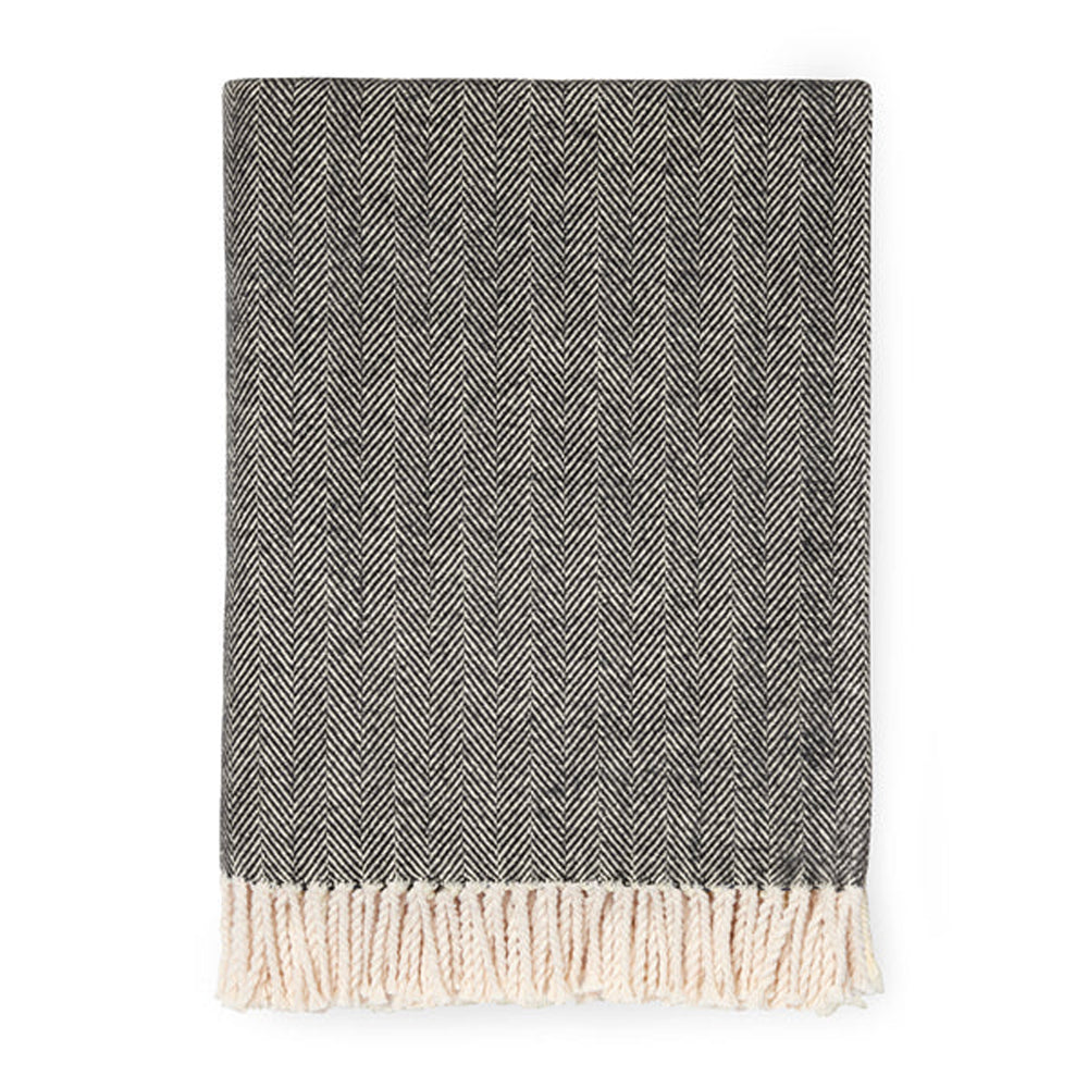 Throw Blanket Herringbone Dion BLK by District Home