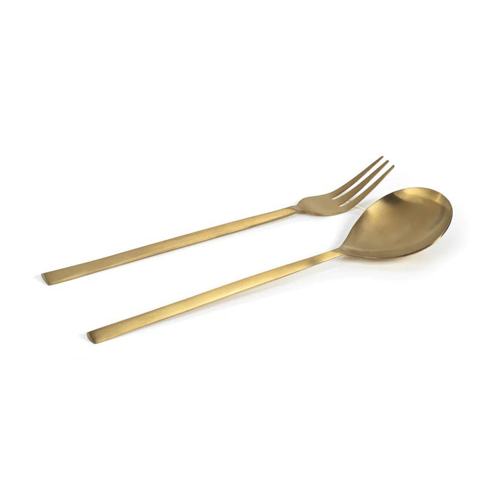 Gold Salad Server Set Lotus