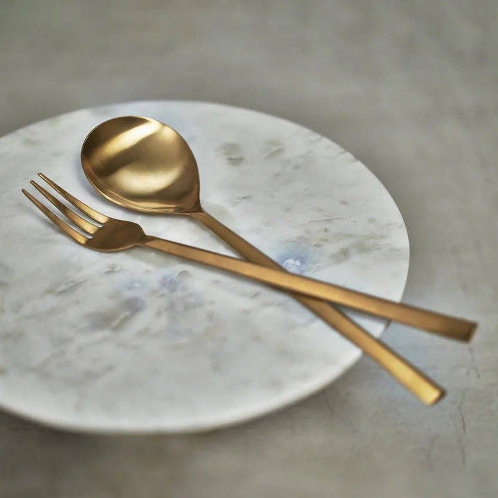 Gold Salad Server Set Lotus