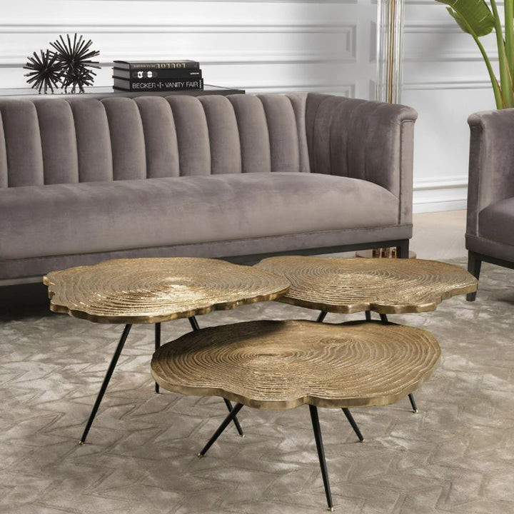 Set of 3 Brass Coffee Tables Quinn by District Home